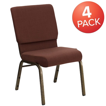 Flash Furniture Brown Fabric Church Chair, PK4 4-FD-CH02185-GV-10355-GG