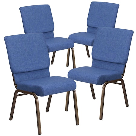 Flash Furniture Blue Fabric Church Chair, PK4 4-FD-CH02185-GV-BLUE-GG