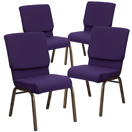 Flash Furniture Purple Fabric Church Chair, PK4 4-FD-CH02185-GV-ROY-GG