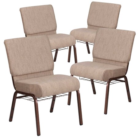 Flash Furniture Beige Fabric Church Chair, PK4 4-FD-CH0221-4-CV-BGE1-BAS-GG