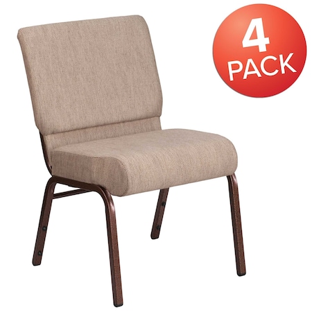 Flash Furniture Beige Fabric Church Chair, PK4 4-FD-CH0221-4-CV-BGE1-GG
