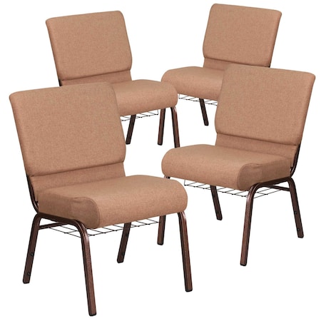 Flash Furniture Caramel Fabric Church Chair, PK4 4-FD-CH0221-4-CV-BN-BAS-GG