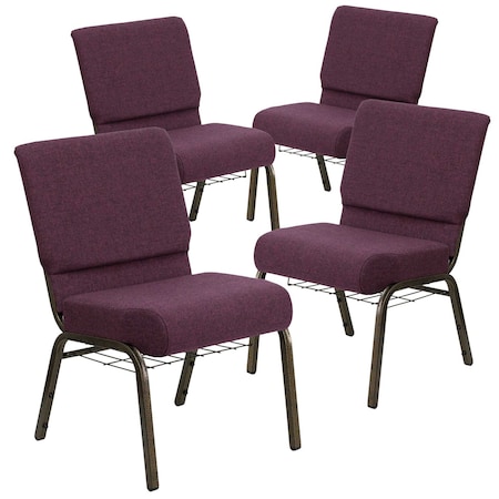 Flash Furniture Plum Fabric Church Chair 4-FD-CH0221-4-GV-005-BAS-GG