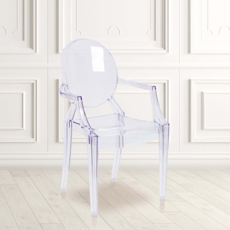 Flash Furniture Max  Ghost Chair with Arms in Transparent Crystal, PK4 4-FH-124-APC-CLR-GG