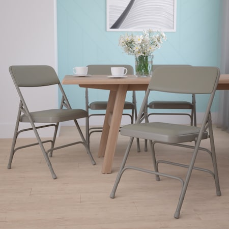 Flash Furniture Gray Vinyl Folding Chair, PK4 4-HA-MC309AV-GY-GG