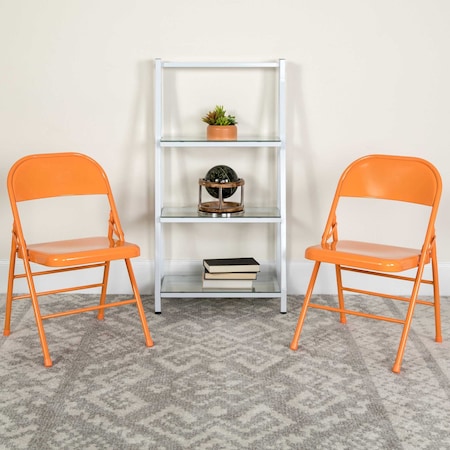 Flash Furniture Orange Marmalade Folding Chair, PK4 4-HF3-ORANGE-GG