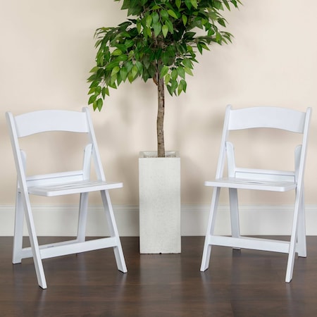 Flash Furniture White Resin Folding Chair, PK4 4-LE-L-1-WH-SLAT-GG