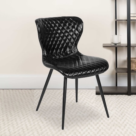 Flash Furniture Bristol Contemporary Upholstered Chair in Black Vinyl, PK4 4-LF-9-07A-BLK-GG