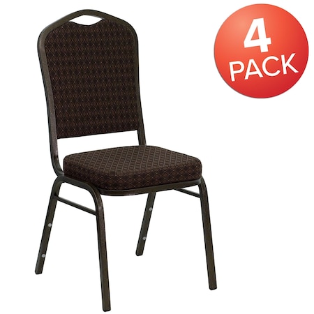 Flash Furniture Brown Fabric Banquet Chair, PK4 4-NG-C01-BROWN-GV-GG