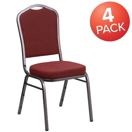 Flash Furniture Burgundy Fabric Banquet Chair, PK4 4-NG-C01-HTS-2201-SV-GG