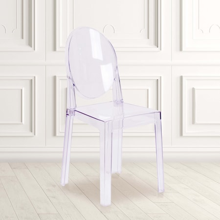 Flash Furniture Ghost Chair with Oval Back in Transparent Crystal, PK4 4-OW-GHOSTBACK-18-GG