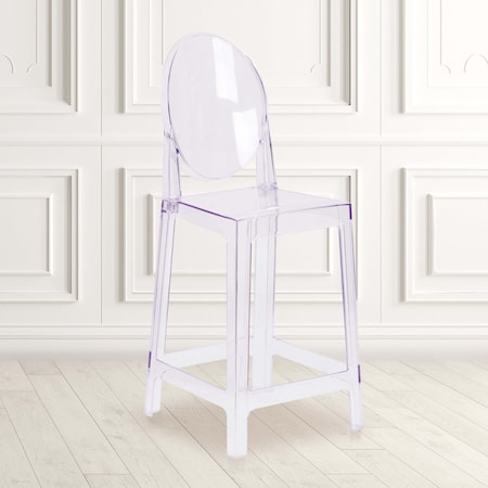 Flash Furniture 4PK Ghost Counter Stool with Oval Back in Crystal 4-OW-GHOSTBACK-24-GG