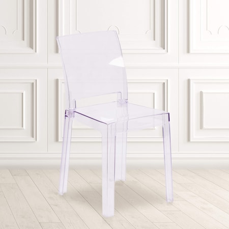 Flash Furniture Ghost Chair with Square Back in Transparent Crystal, PK4 4-OW-SQUAREBACK-18-GG
