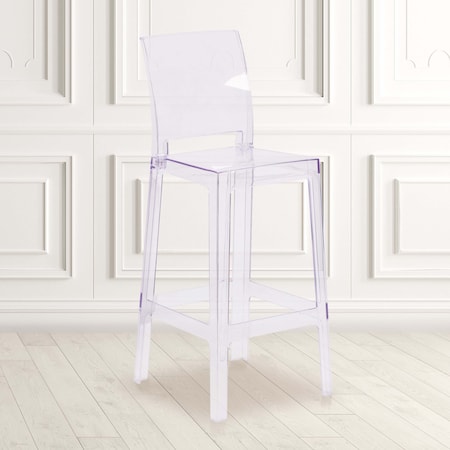 Flash Furniture Ghost Barstool with Square Back in Transparent Crystal, PK4 4-OW-SQUAREBACK-29-GG