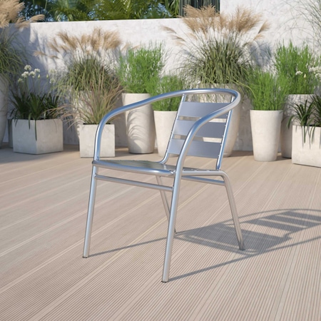Flash Furniture Aluminum Slat Back Chair 4-TLH-1-GG