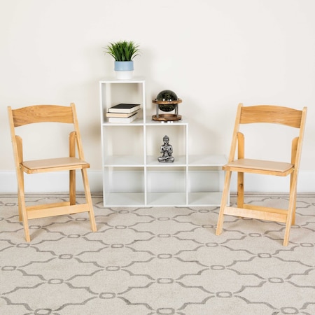 Flash Furniture Natural Wood Folding Chair, PK4 4-XF-2903-NAT-WOOD-GG