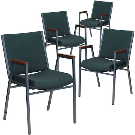 Flash Furniture Green Fabric Stack Armchair, PK4 4-XU-60154-GN-GG