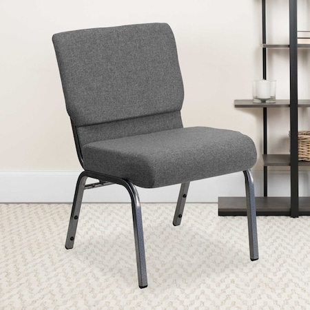 Flash Furniture Gray Fabric Church Chair, PK4 4-XU-CH0221-GY-SV-GG