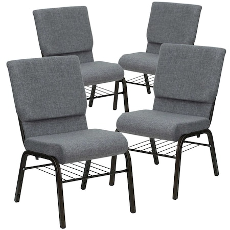Flash Furniture Gray Fabric Church Chair, PK4 4-XU-CH-60096-BEIJING-GY-BAS-GG