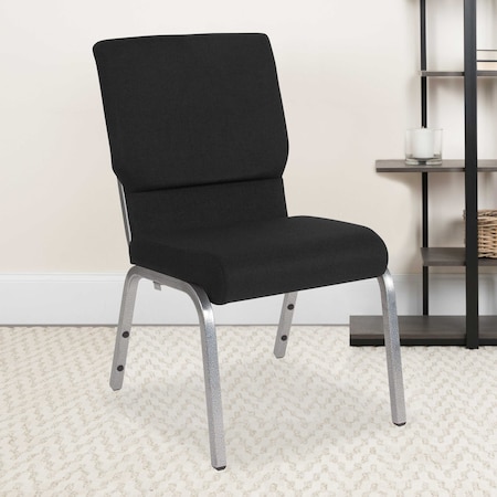 Flash Furniture Black Fabric Church Chair, PK4 4-XU-CH-60096-BK-SV-GG