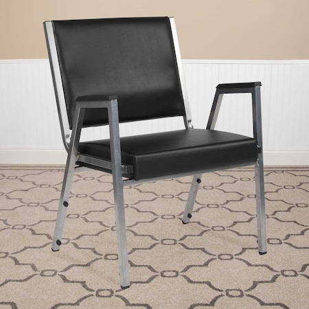 Flash Furniture HERCULES Series 1000 lb. Rated Black Antimicrobial Vinyl Bariatric Medical Reception Arm Chair, PK4 4-XU-DG-60443-670-1-BK-VY-GG