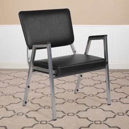 Flash Furniture HERCULES Series 1000 lb. Rated Black Antimicrobial Vinyl Bariatric Medical Reception Arm Chair with Panel Back, PK4 4-XU-DG-60443-670-2-BV-GG