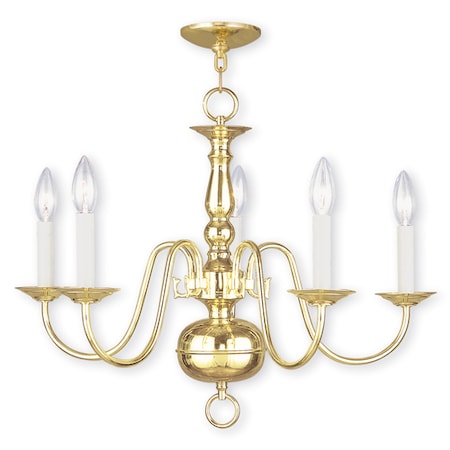 Livex Lighting Williamsburgh 5 Light Polished Brass Cha 5005-02