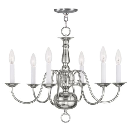 Livex Lighting Williamsburgh 6 Light Polished Nickel Chandelier 5006-35
