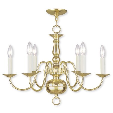 Livex Lighting Williamsburgh 6 Light Polished Brass Cha 5006-02