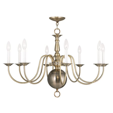 Livex Lighting Williamsburgh 8 Light Antique Brass Chandelier 5007-01