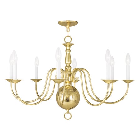 Livex Lighting Williamsburgh 8 Light Polished Brass Chandelier 5007-02