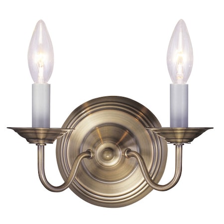 Livex Lighting Williamsburgh 2 Light Antique Brass Wall 5018-01
