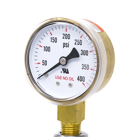 Pic Gauges 2 in Dial, 1/4 in NPT Lower Location, Highly Polished Copper Alloy Case Material 501D-UNO-204I