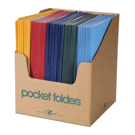 Roaring Spring Pocket Folders in Counter Display, 11.75"x9.5", Twin Pockets Hold 25 sht each, 5 Colors, PK100 50200cs