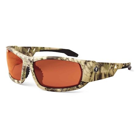 Ergodyne ODIN, Safety Glasses, Uncoated, Copper Lens, Kryptek Highlander Frame, Full-Frame ODIN-HI