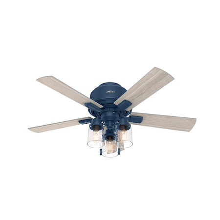 Hunter Low Profile Ceiling Fan, 5 Blades, 3 Speeds, 120, Indigo Blue 50326