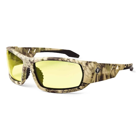 Ergodyne ODIN, Safety Glasses, Uncoated, Yellow Lens, Kryptek Highlander Frame, Full-Frame ODIN-HI