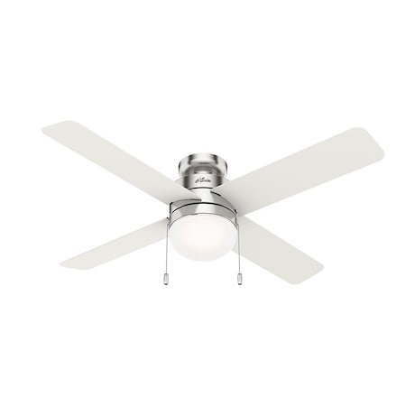 Hunter Ceiling Fan, Low Pro, 4 Blades, 3 Speeds, 120, Brushed Nickel 50363