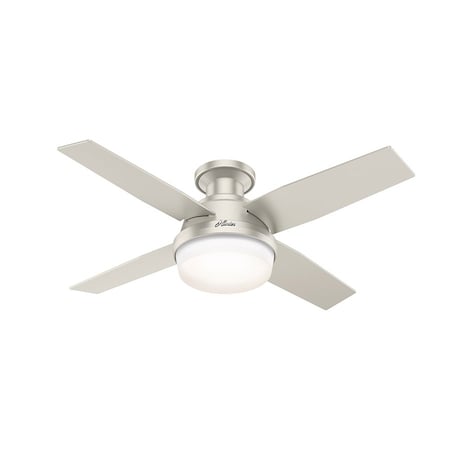 Hunter Ceiling Fan, 4 Blades, 3 Speeds, 120, Matte Nickel 50398