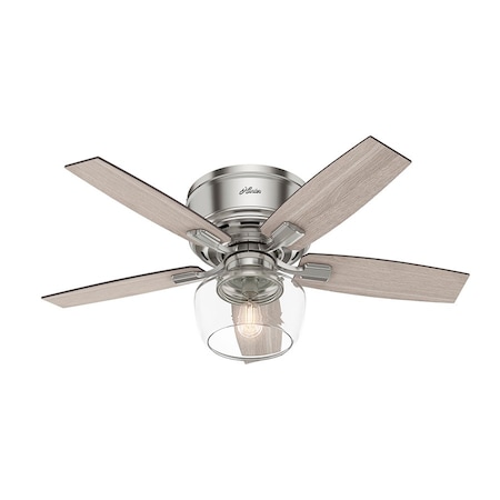 Hunter Ceiling Fan Low Pro, 5 Blades, 3 Speeds, 120, Brushed Nickel 50420