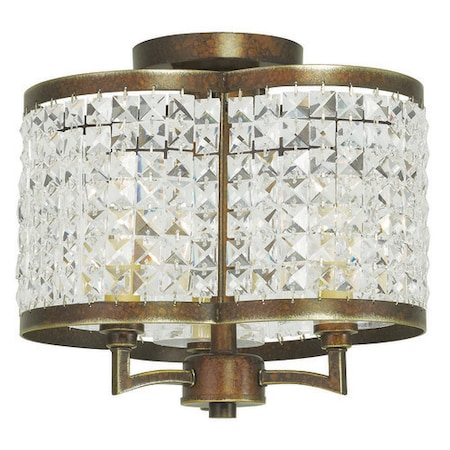 Livex Lighting Grammercy 3 Light Hand Painted Palacial Bronze Ceiling Mount 50573-64