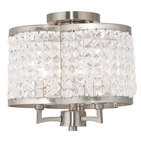 Livex Lighting Grammercy 3 Light Brushed Nickel Ceiling Mount 50573-91