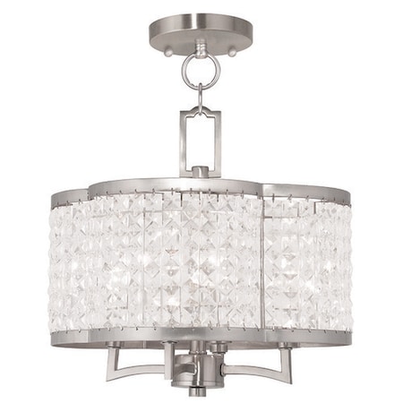 Livex Lighting Grammercy 4 Light Brushed Nickel Convertible Chandelier/Ceiling Mount 50574-91