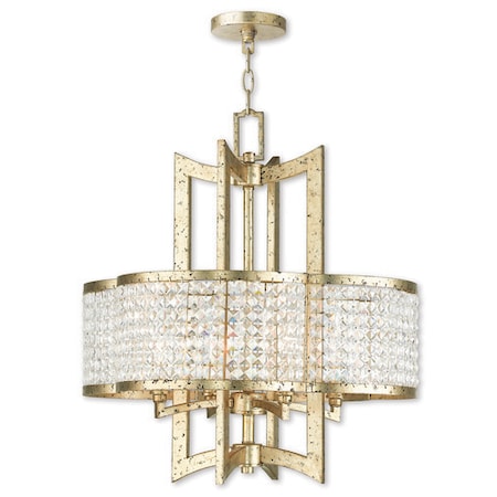 Livex Lighting Grammercy 4 Light Hand Applied Winter Gold Chandelier 50575-28