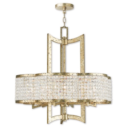 Livex Lighting Grammercy 6 Light Hand Applied Winter Gold Chandelier 50576-28