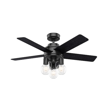 Hunter Ceiling Fan, 5 Blades, 4 Speeds, 120, Matte Black 50593