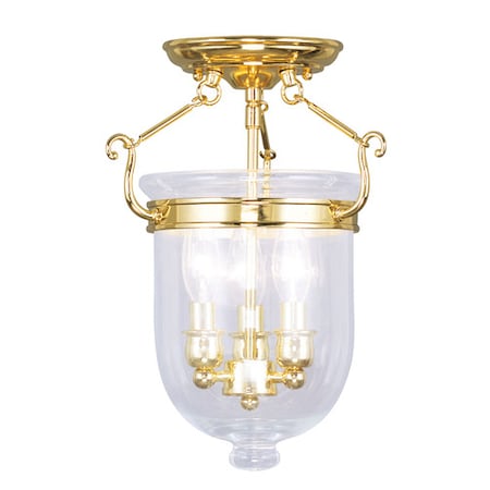 Livex Lighting Jefferson 3 Light Polished Brass Ceiling Mount 5061-02