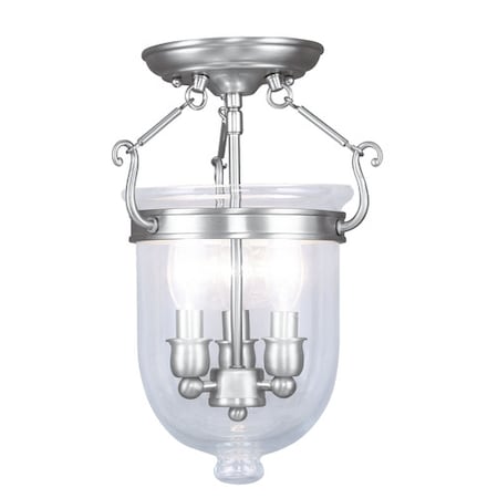 Livex Lighting Jefferson 3 Light Brushed Nickel Ceiling Mount 5061-91