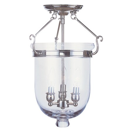 Livex Lighting Jefferson 3 Light Polished Nickel Ceiling Mount 5062-35