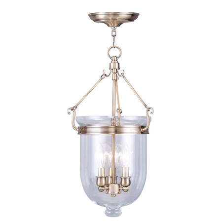 Livex Lighting Jefferson 3 Light Antique Brass Chain Lantern 5063-01